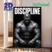 Discipline Motivational Fitness Painting Poster, Monochrome Realistic Muscular Figure Poster, Inspiring Design To Boost Workout Motivation, Ideal For_maomaolike.com