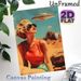 Retro UFO & Pin-up Girl Painting Poster, Vibrant Vintage Retro Style Poster, Nostalgic Desert Scene With Flying Saucer, Ideal For Living Room, Bedroom_maomaolike.com