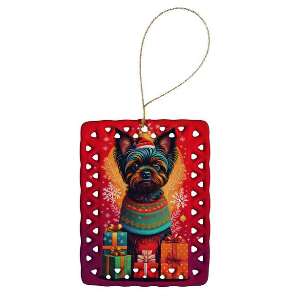 Affenpinscher Holiday Christmas Porcelain Ornament Christmas Tree Hanging Decorations For Home Christmas Holiday, Rectangle, Gift, Multicolor_maomaolike.com