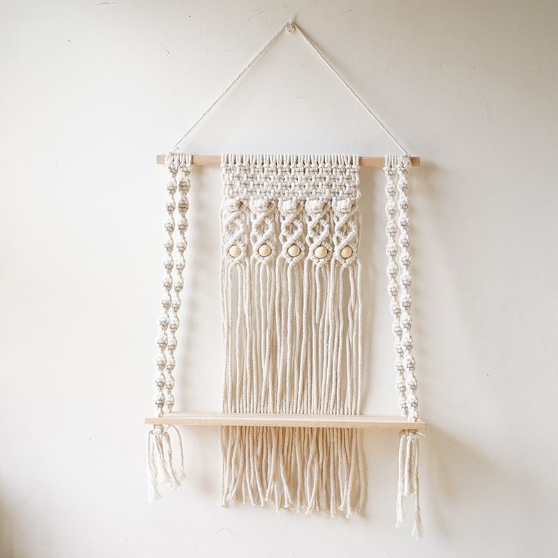 Nordic Style Handwoven Cotton Rope Bohemian Tapestry Ins Bedroom Headboard Wall Storage Rack_maomaolike.com
