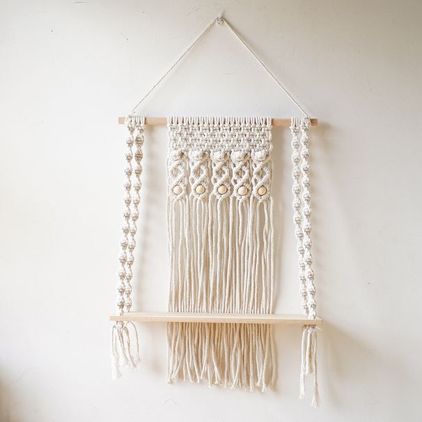 Nordic Style Handwoven Cotton Rope Bohemian Tapestry Ins Bedroom Headboard Wall Storage Rack_maomaolike.com