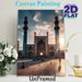 Islamic Mosque Painting Poster, Warm-toned Vintage Sunlit Mosque Square Poster, Exquisite Architectural Details Ideal For Living Room, Study Or_maomaolike.com