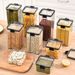 Clear Airtight Food Storage Containers - 3-Piece Set Kitchen Canisters For Tea, Dry Fruits & Spices (BPA-Free Plastic)_maomaolike.com