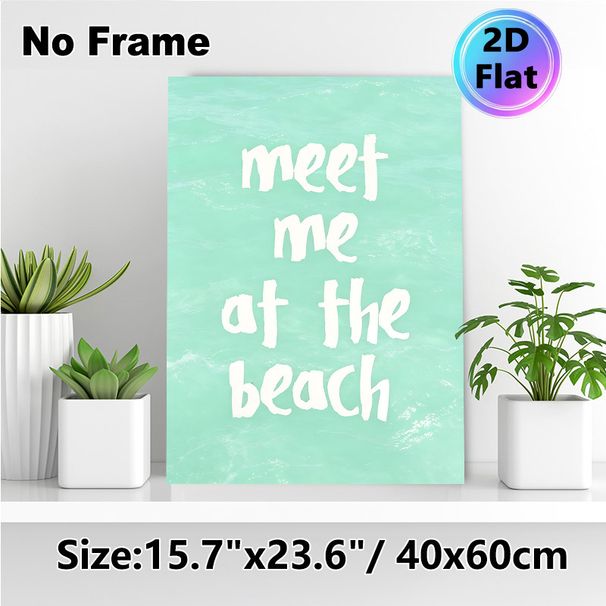 Beach Quote Painting Poster, Soft Turquoise Ocean Background With Handwritten-style White Text Poster, Relaxing Coastal Vibe Ideal For Bedroom, Living_maomaolike.com