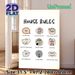 House Rules Painting Poster, Soft-toned Cute Hand-drawn Style Poster, Warm Family Behavioral Guidelines Decor Ideal For Home Living Spaces_maomaolike.com