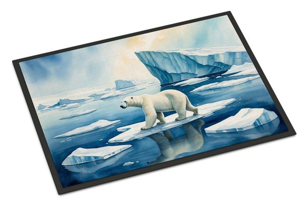 Polar Bear On The Ice Doormat Front Door Mat Indoor Outdoor Rugs For Entryway, Non Slip Washable Low Pile, 24H X 36W_maomaolike.com
