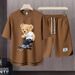 Men's Clothing 2024 Waffle Casual Summer Suit Men's Loose Teen Short sleeved T shirt Shorts Handsome Two piece Suit_maomaolike.com