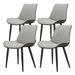 Light Grey & Dark Grey PU Leather Dining Chair With Metal Legs, Wave Pattern Upholstered Armless Chair Set Of 4 For Kitchen, Restaurant, Living, Meeting Room_maomaolike.com