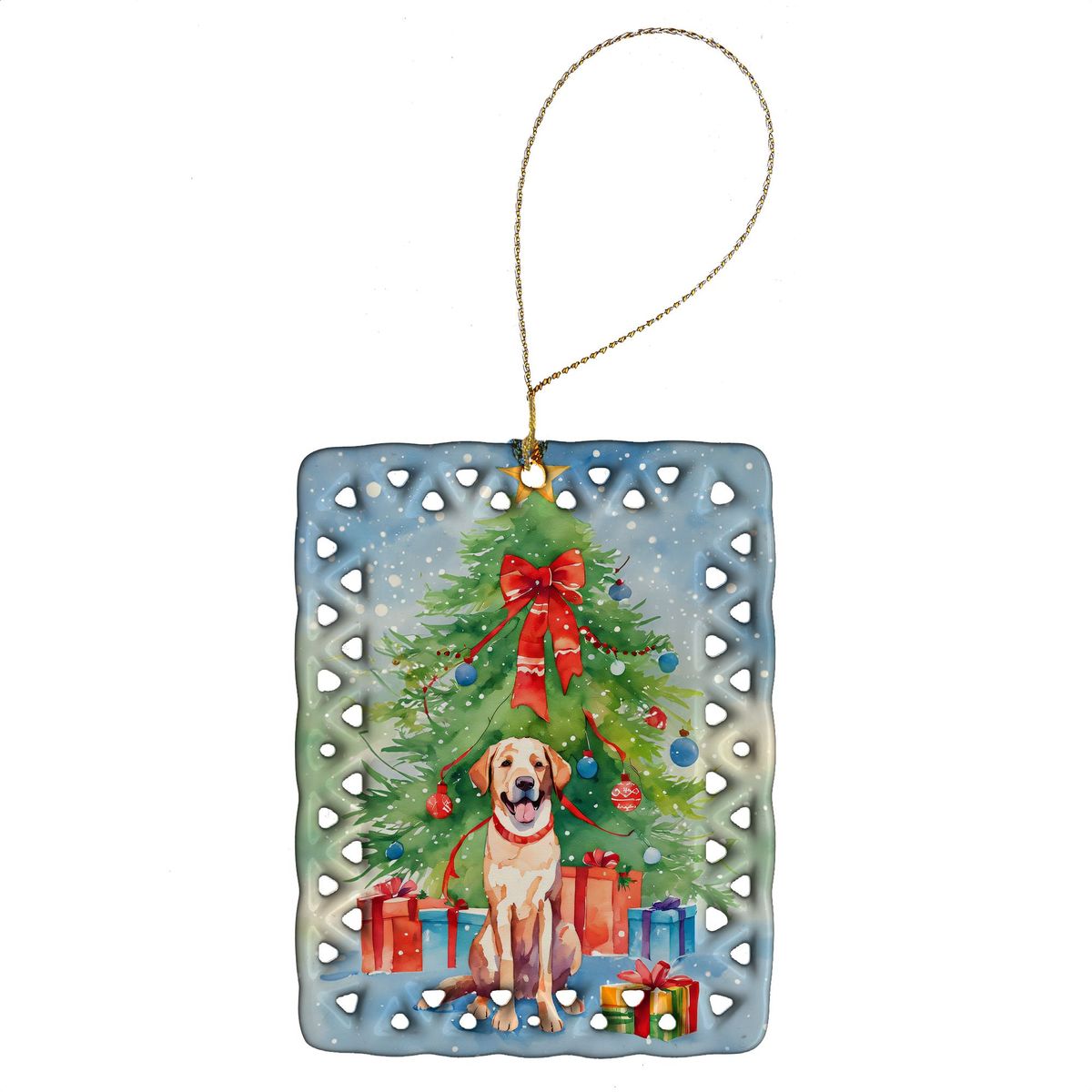 Chesapeake Bay Retriever Christmas Porcelain Ornament Christmas Tree Hanging Decorations For Home Christmas Holiday, Rectangle, Gift, Multicolor_maomaolike.com