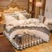 European Style Velvet Quilted Skirt Single Piece Autumn Winter Thickened Lace Cover 1.5m 1.8m Set Non-Slip Bed Sheet_maomaolike.com
