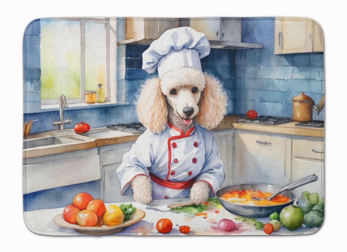 White Poodle The Chef Memory Foam Kitchen Mat Machine Washable Anti-Fatigue Mat Cushion Comfort Bath Mat Or Kitchen Rug_maomaolike.com