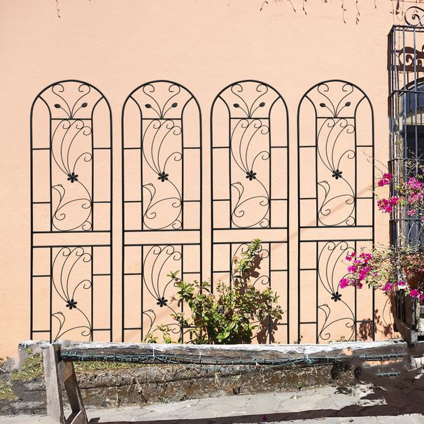 4 Pack Metal Garden Trellis 86.7" X 19.7" Rustproof Trellis For Climbing Plants Outdoor Flower Support Peacock Style Black_maomaolike.com