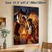 Native American & Horse Themed Painting Poster, Warm-toned Realistic Tribal Scene Poster, Rich Cultural Artwork With Campfire & Tipis, Suitable For_maomaolike.com