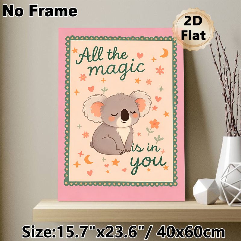 Koala Inspirational Quote Painting Poster, Cute Cartoon Style Poster, Lovely Koala With Warm Motivational Phrase, Decorated With Stars, Hearts And_maomaolike.com