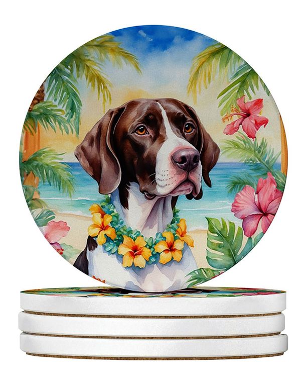 Pointer Luau Large Sandstone Coasters Pack Of 4 Absorbent Round Coasters Decor Gifts For Men Or Women, 4 In, Multicolor_maomaolike.com