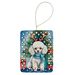 White Toy Poodle Christmas Reindeer Porcelain Ornament Christmas Tree Hanging Decorations For Home Christmas Holiday, Rectangle, Gift, Multicolor_maomaolike.com