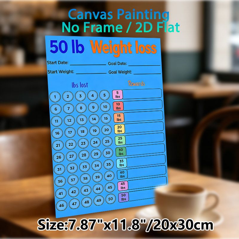 50lb Weight Loss Tracker Painting Poster, Vibrant Color-coded Weight Loss Chart Poster, Practical Tool To Track Weight Loss Progress And Plan Rewards_maomaolike.com