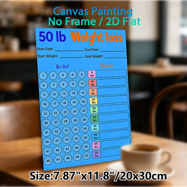 50lb Weight Loss Tracker Painting Poster, Vibrant Color-coded Weight Loss Chart Poster, Practical Tool To Track Weight Loss Progress And Plan Rewards_maomaolike.com