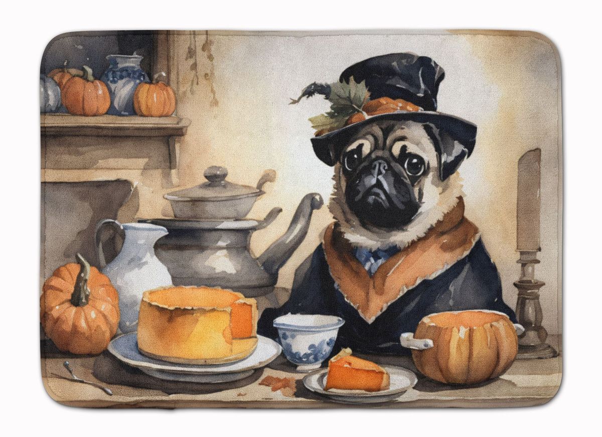 Pug Fall Kitchen Pumpkins Memory Foam Kitchen Mat Machine Washable Anti-Fatigue Mat Cushion Comfort Bath Mat Or Kitchen Rug_maomaolike.com