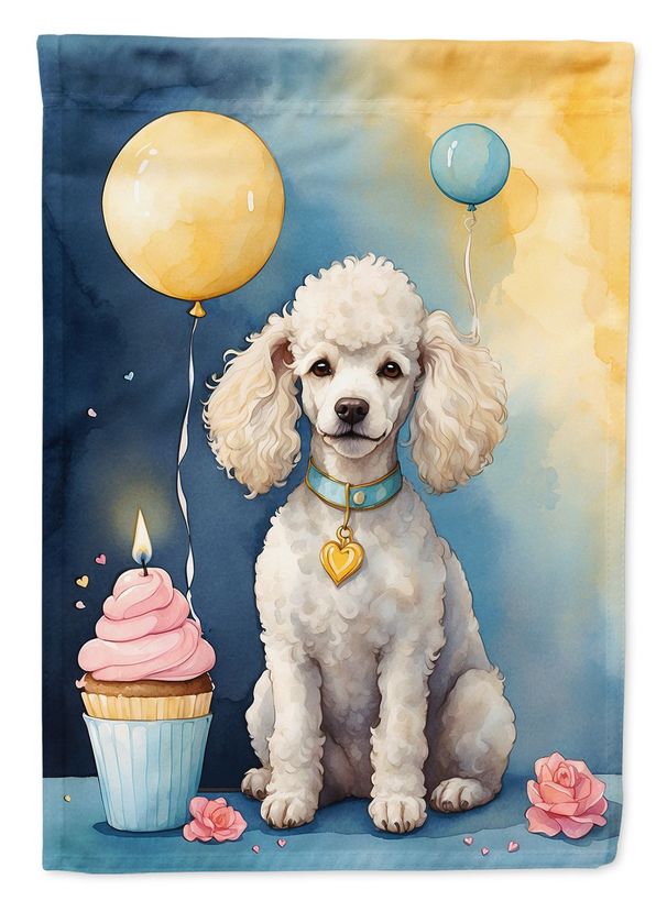 White Poodle Happy Birthday Garden Flag Mailbox Flag Decorative Yard Flag Banner Outside Patio Artwork Yard Flower Beds, Garden Size, Multicolor_maomaolike.com