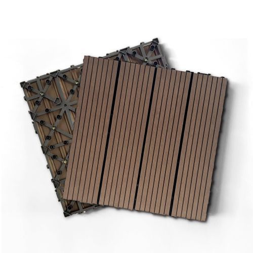 Wood Plastic Composite Deck Tiles Set Of 20pcs, Composite Decking Resist Rust, Water, Weather, Indoor&Outdoor, Easy To DIY & Maintain, Ideal For Patios, Balconies, Rooftops, Decks, 12x12in_maomaolike.com