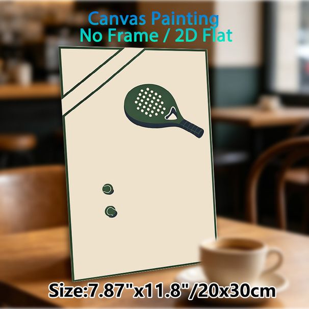 Padel Tennis Themed Painting Poster, Minimalist Flat Design Poster, Sleek Dark Green Racket And Balls Artwork, Suitable Wall Decor For Home Gym, Game_maomaolike.com