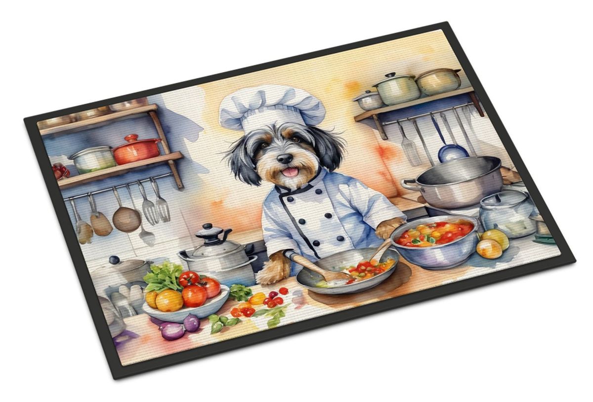 Tibetan Terrier The Chef Doormat Front Door Mat Indoor Outdoor Rugs For Entryway, Non Slip Washable Low Pile, 24H X 36W_maomaolike.com