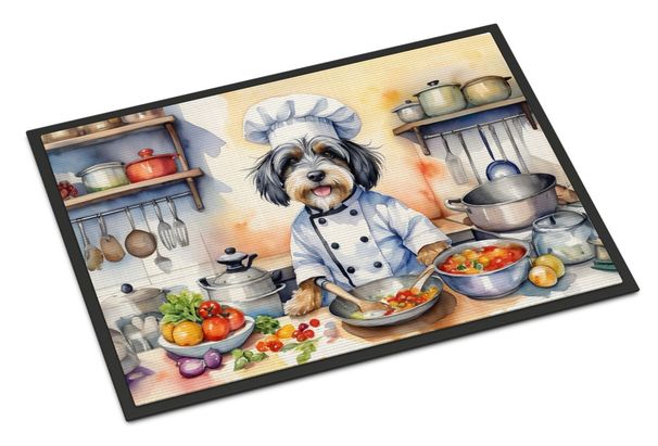 Tibetan Terrier The Chef Doormat Front Door Mat Indoor Outdoor Rugs For Entryway, Non Slip Washable Low Pile, 24H X 36W_maomaolike.com
