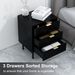 WOODEEM Fluted Black Nightstand 3 Drawers, 19" Small Bedroom 26" Tall Bedside Night Stand, Mid Century Modern Bed Side Couch End Table Living Room, Light Gold Handle_maomaolike.com
