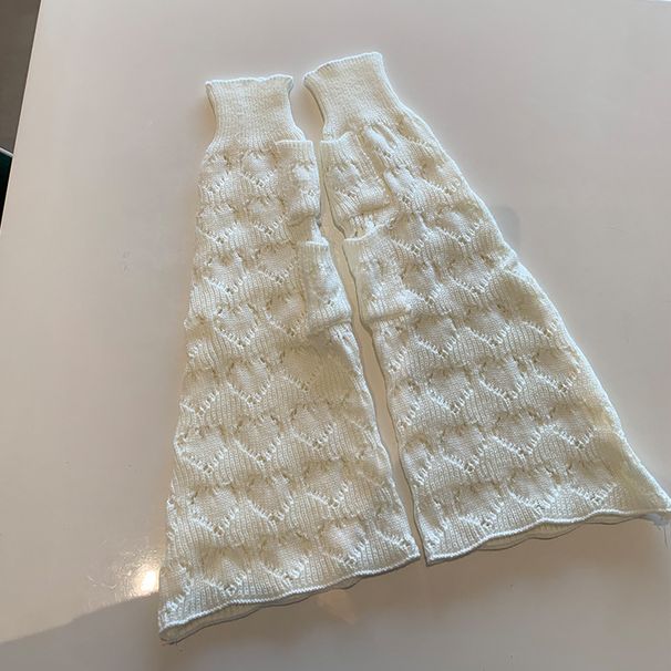 Pocket Heart Hollow trumpet knit slimming wide leg warmers y2k niche leg warmers_maomaolike.com