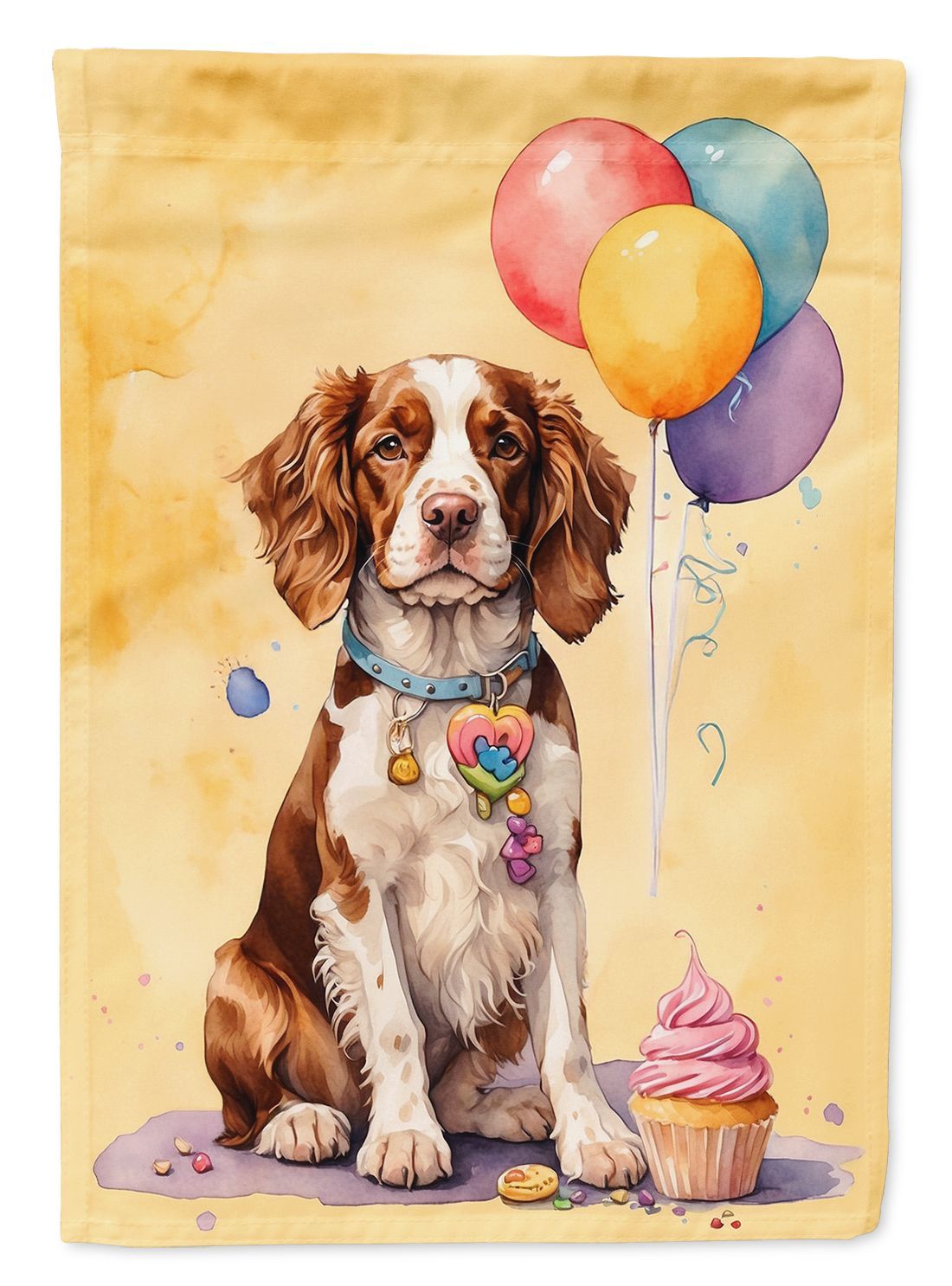Welsh Springer Spaniel Happy Birthday Garden Flag Mailbox Flag Decorative Yard Flag Banner Outside Patio Artwork Yard Flower Beds, Garden Size, Multicolor_maomaolike.com