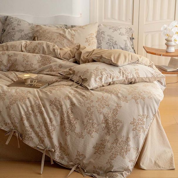 Wholesale INS American Retro Pure Double Layer Yarn Jacquard Four-Piece Full Yarn-Dyed Washed Cotton Tie-Up 4-Piece Set_maomaolike.com