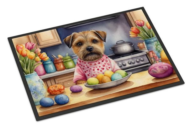 Decorating Easter Border Terrier Doormat Front Door Mat Indoor Outdoor Rugs For Entryway, Non Slip Washable Low Pile, 24H X 36W_maomaolike.com