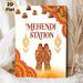 Mehendi Station Painting Poster, Exquisite Traditional Ethnic Style Poster, With Intricate Henna Hand Art & Festive Ornaments, Ideal For Wedding_maomaolike.com