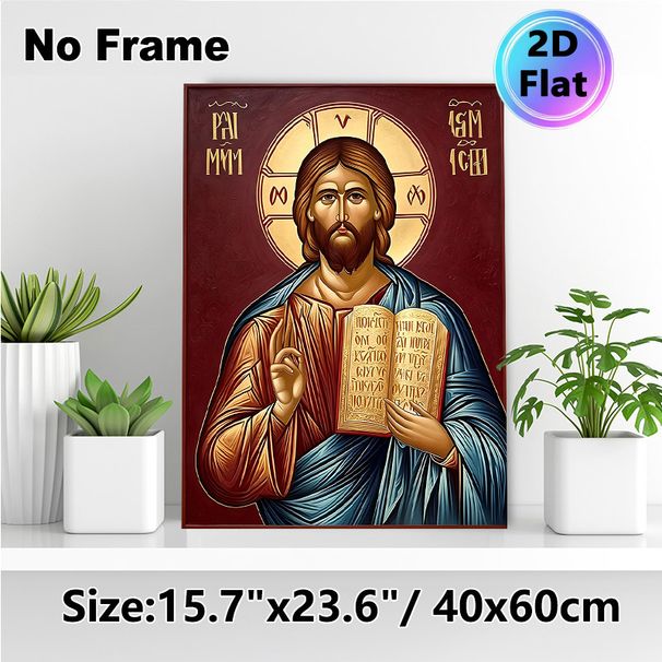 Jesus Christ Orthodox Icon Painting Poster, Traditional Gilded Religious Iconographic Style Poster, Reverent Spiritual Decor Suitable For Home, Chapel_maomaolike.com