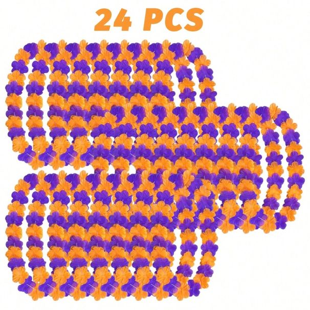 Pack Of 24 Halloween Party Item Flower Chains Halloween Themed Garlands Orange Purple Black Trick Or Treat Holiday Decoration Chain Accessories For Halloween Home Decoration Birthday Party Supplies_maomaolike.com