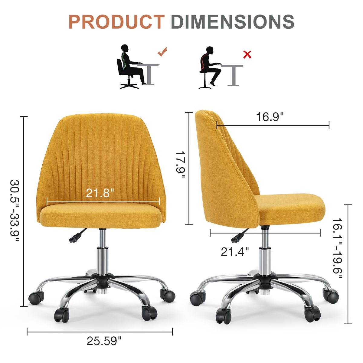 Modern Fabric Armless Adjustable Swivel Office Desk Chairs With Wheels_maomaolike.com