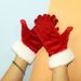 Christmas Red gloves White furred cuffs Festive gloves Christmas gloves Christmas Festive party ceremonial gloves Winter_maomaolike.com
