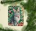 Asian Cat By The Christmas Tree Porcelain Ornament Christmas Tree Hanging Decorations For Home Christmas Holiday, Rectangle, Gift, Multicolor_maomaolike.com