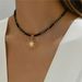 Retro Golden-Toned Sun Pendant Necklace For Women Elegant Turquoise Beads Chain Choker Neck Statement Party Vintage_maomaolike.com