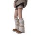 Winter thickened drawstring non slip down jacket leg covers gray calf windproof coldproof black personalized warm boot covers for women_maomaolike.com