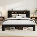 Bed Frame King Size, Wood Platform Bed Frame With Storage LED Light Headboard And 2 USB , Noise Free,No Box Spring Needed And Easy Assembly Tool,Large Under Bed Storage,Dark Black_maomaolike.com