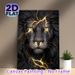 Lightning Black Lion Painting Poster, Mysterious Dark Fantasy Style Poster, Striking Design With Glowing Golden Lightning Accents, Ideal For Living_maomaolike.com