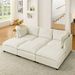 Comfy Cloud Couch Sectional 3 Seat Sofa With 2 Ottoman, Chenille Sofa Sleeper Deep Seat Sofa With Throw Pillows For Living Room(Beige White)_maomaolike.com