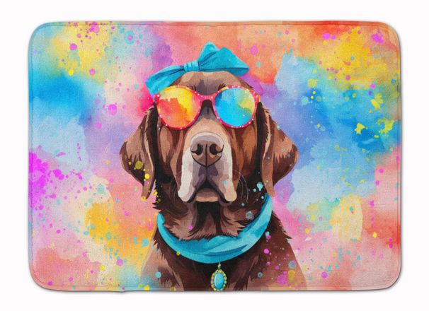 Chocolate Labrador Hippie Dawg Memory Foam Kitchen Mat Machine Washable Anti-Fatigue Mat Cushion Comfort Bath Mat Or Kitchen Rug_maomaolike.com