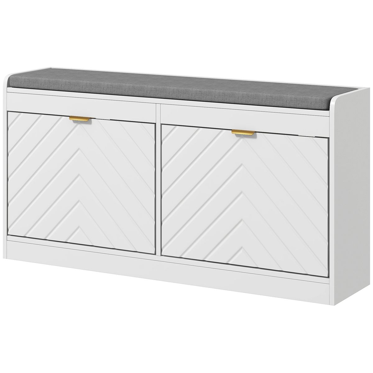 Narrow Storage Bench, Upholstered Entry Way Bench, Shoe Rack Bench With 2 Flip Drawers, 2 Vents For 8 Pairs Of Shoes_maomaolike.com