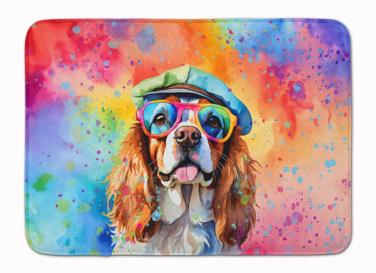 Cavalier Spaniel Hippie Dawg Memory Foam Kitchen Mat Machine Washable Anti-Fatigue Mat Cushion Comfort Bath Mat Or Kitchen Rug_maomaolike.com