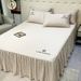 Summer Camellia Embroidery Washed Ice Silk Skirt Three-Piece Set Pillowcase Non-Slip Dustproof Single Bed Cover_maomaolike.com