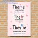 Grammar (There/Their/They're) Painting Poster, Pastel-colored Educational English Word Guide Poster, Helps Master Commonly Confused Terms Suitable For_maomaolike.com