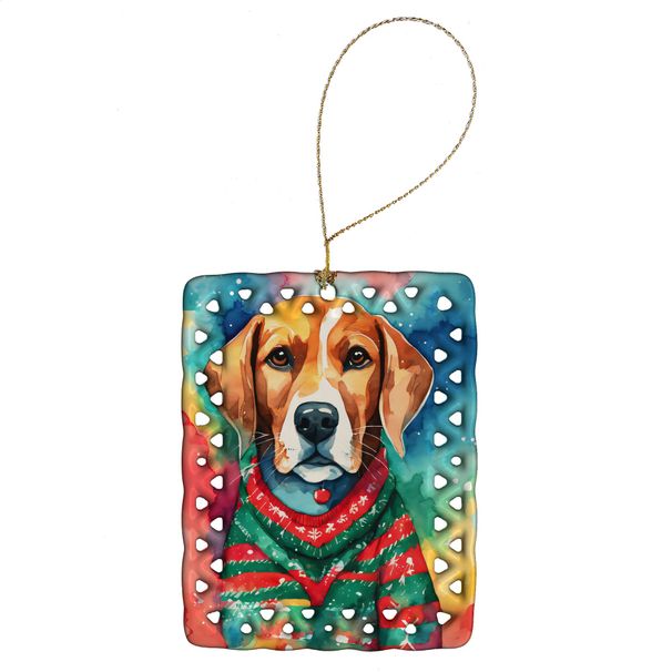 Beagle Christmas Porcelain Ornament Christmas Tree Hanging Decorations For Home Christmas Holiday, Rectangle, Gift, Multicolor_maomaolike.com